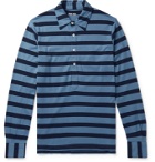 MAN 1924 - Striped Cotton-Jersey Polo Shirt - Blue