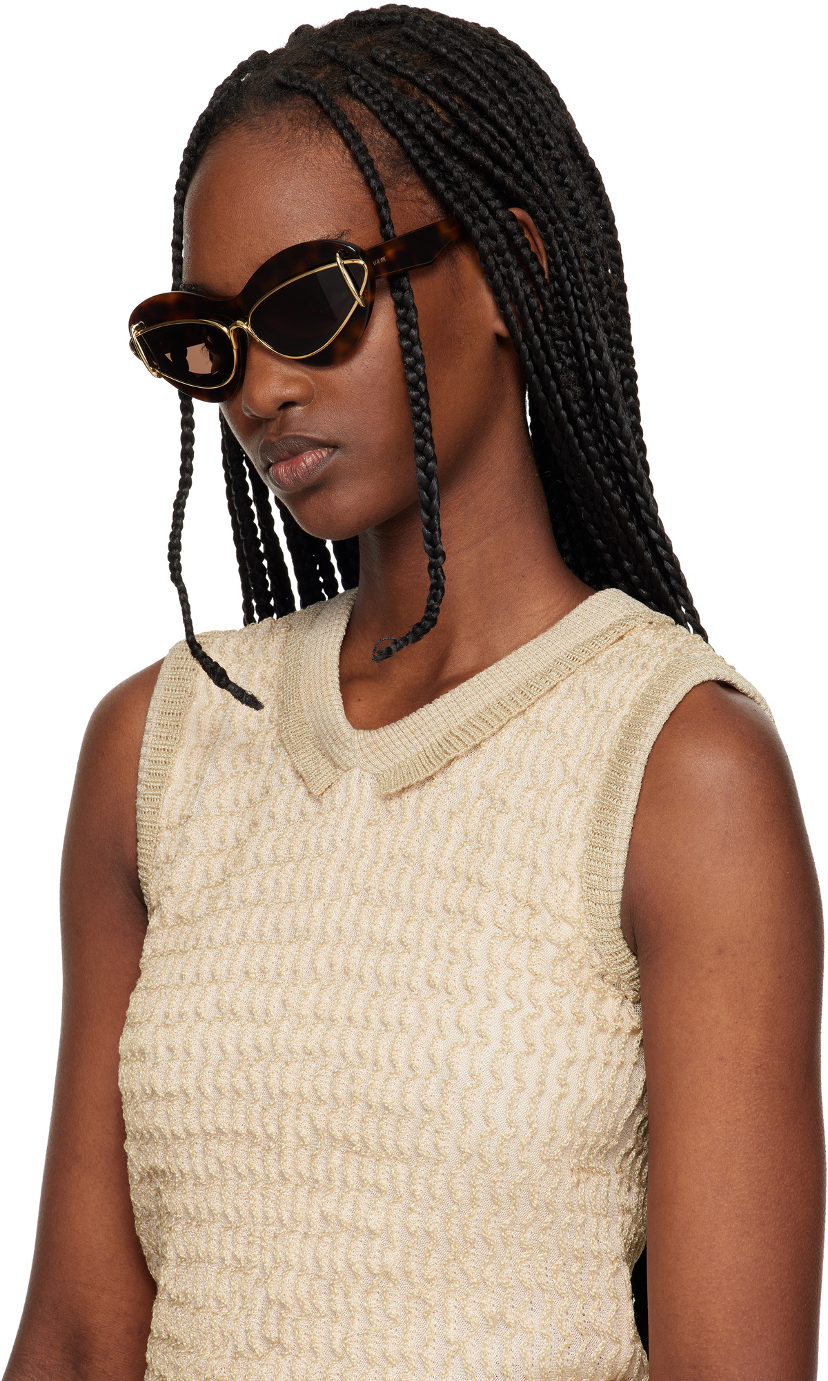 LOEWE Brown & Gold Double Frame Sunglasses