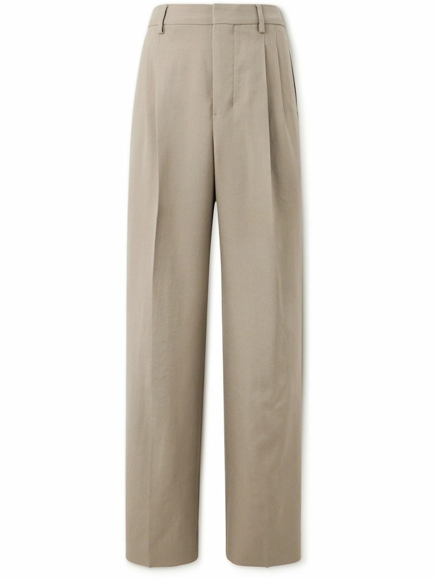 Photo: AMI PARIS - Wide-Leg Pleated Wool-Twill Trousers - Neutrals