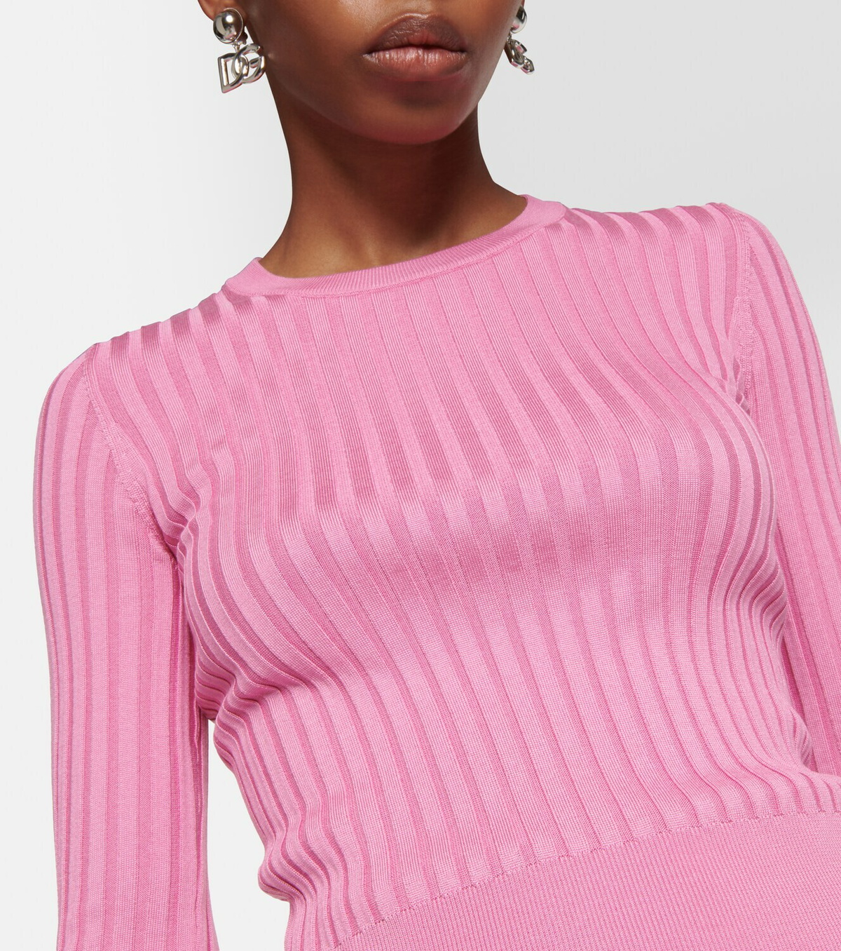 Dolce&Gabbana DG ribbed-knit silk cropped sweater