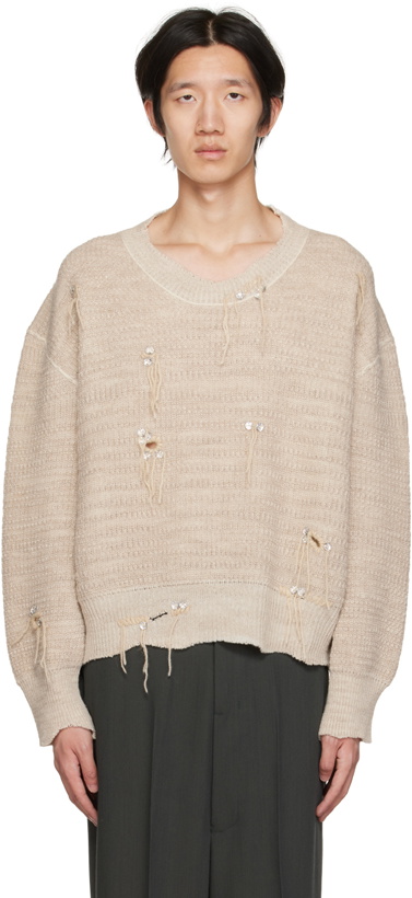 Photo: Acne Studios Off-White Distressed Sweater