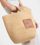 Loewe Large leather-trimmed raffia tote bag