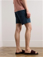 Mr P. - Straight-Leg Garment-Dyed Organic Cotton-Blend Twill Shorts - Blue