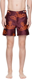 Vivienne Westwood Burgundy Orb Swim Shorts