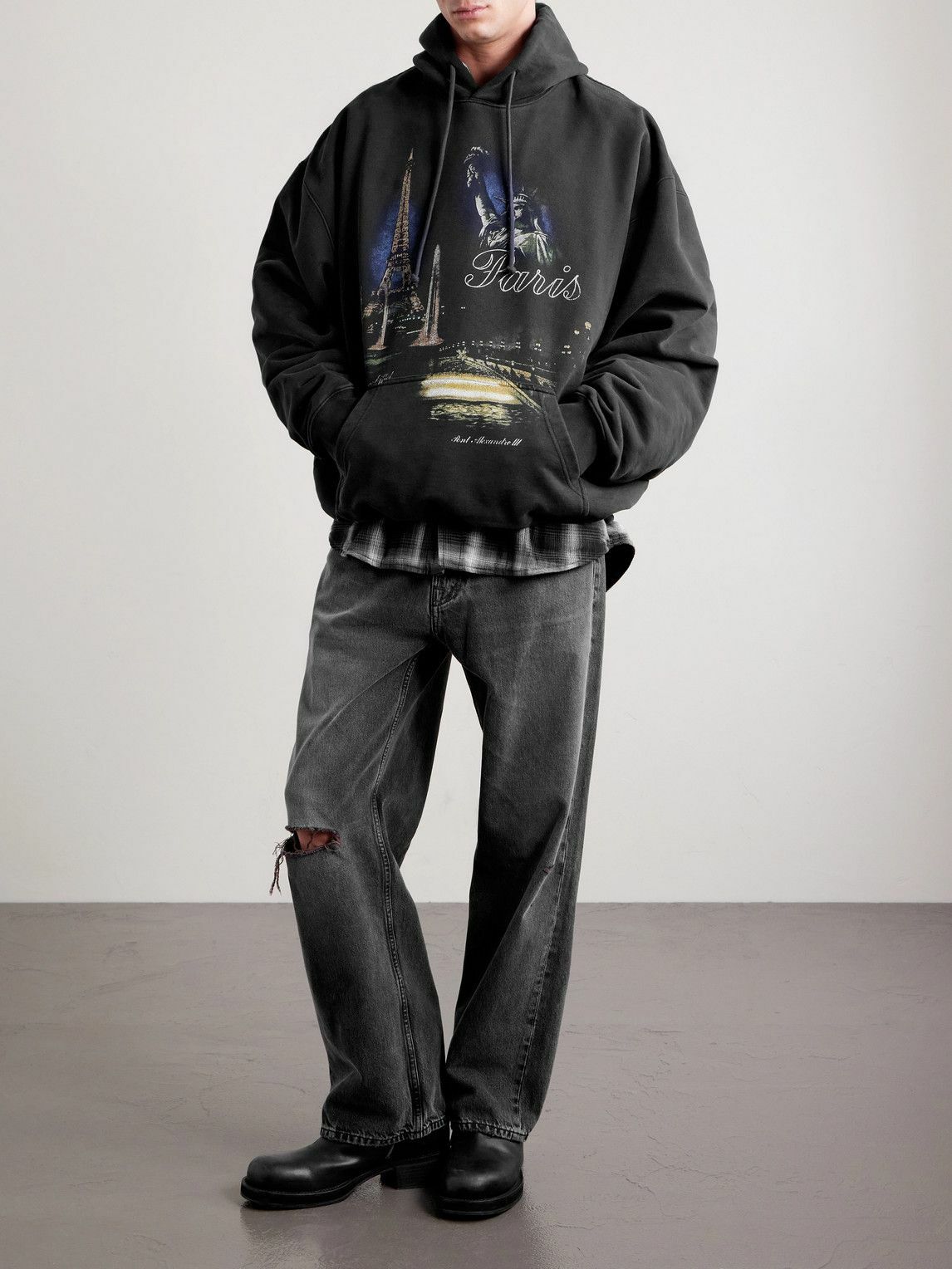 VETEMENTS Black Logo Rhinestone Hoodie Vetements