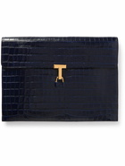 TOM FORD - Croc-Effect Leather Pouch