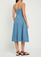 Paige Pippa Panelled Denim Midi Dress Blue