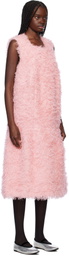Comme des Garçons Pink Sleeveless Faux-Fur Midi Dress