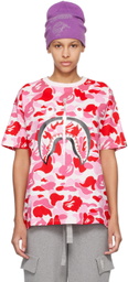 BAPE Pink ABC Camo Crystal Stone Shark T-Shirt