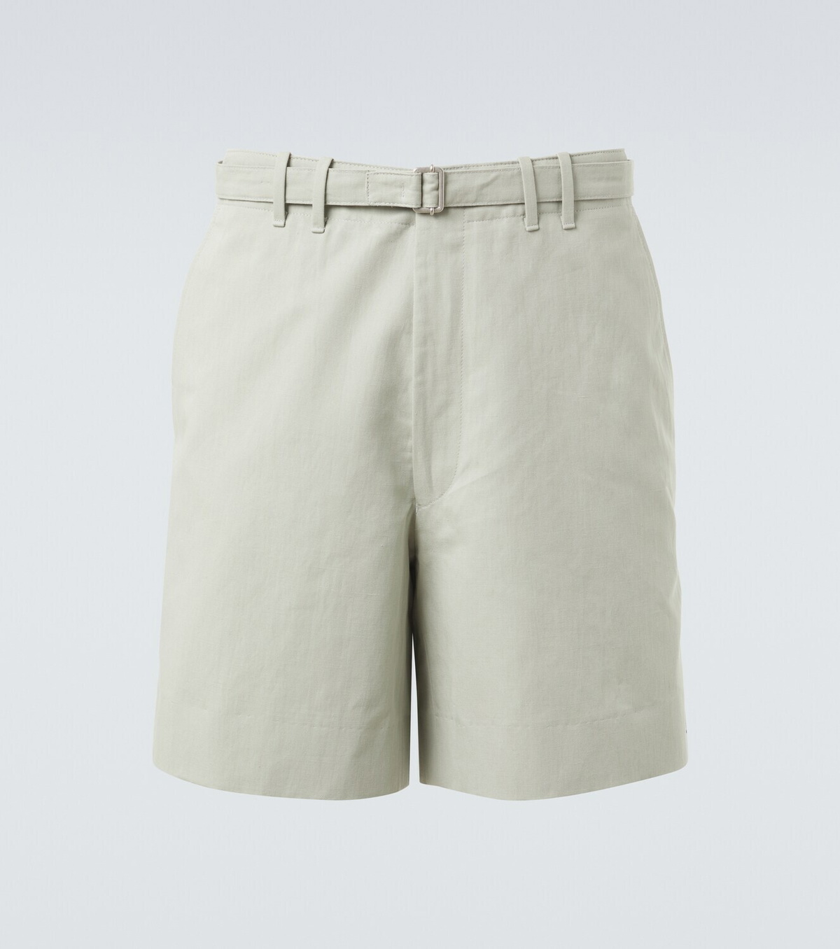 Stòffa Belted cotton and linen shorts