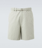 Stòffa Belted cotton and linen shorts