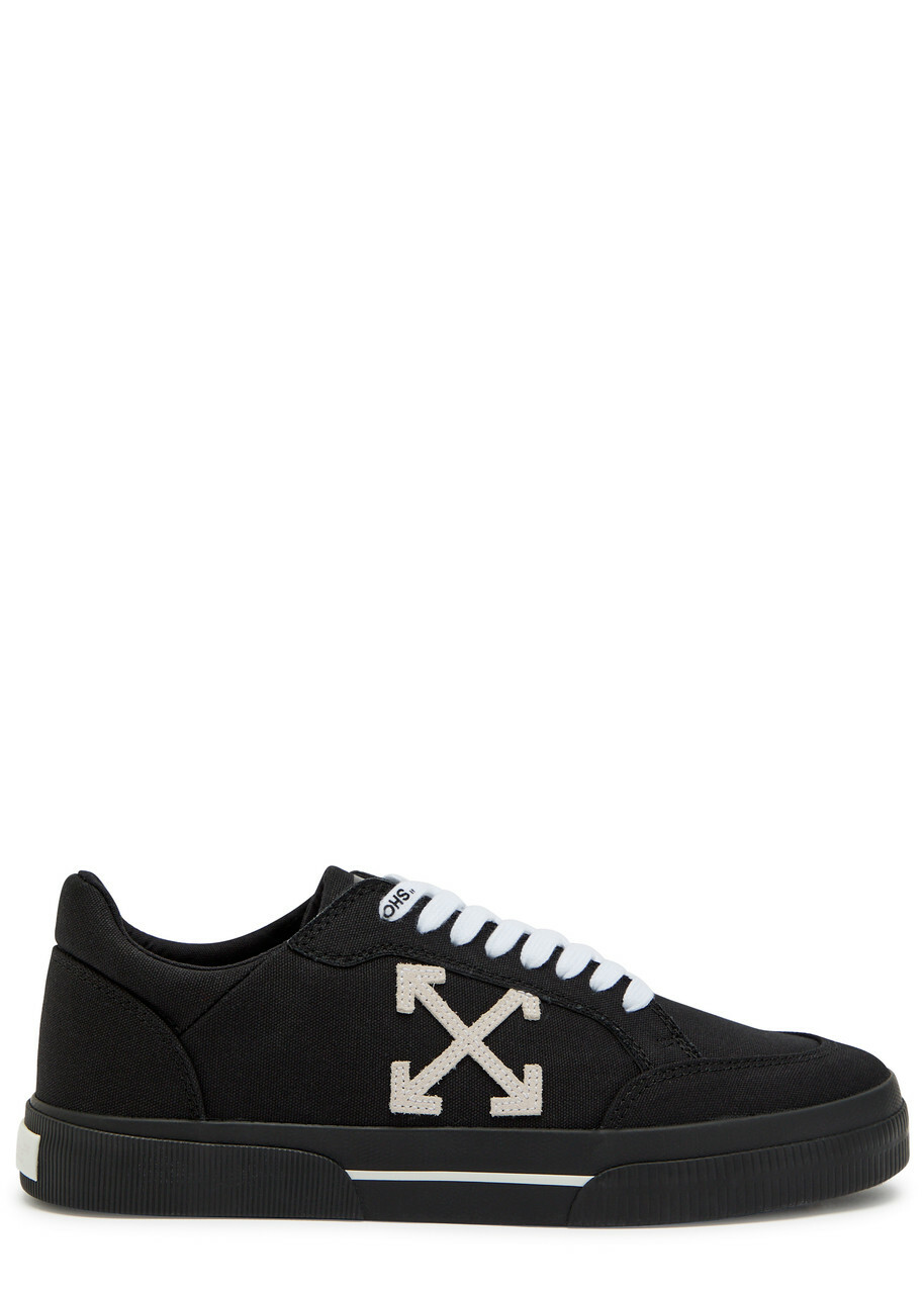 Off-white Vulc Logo-appliquéd Canvas Sneakers Black And White