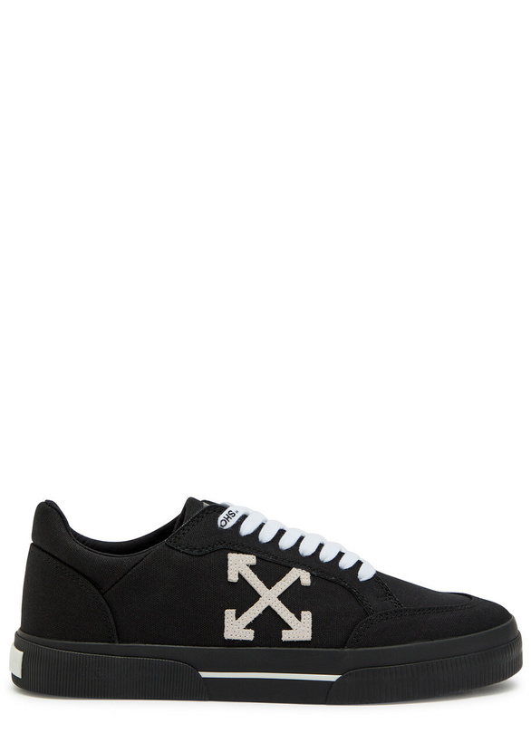 Photo: Off-white Vulc Logo-appliquéd Canvas Sneakers Black And White