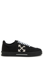 Off-white Vulc Logo-appliquéd Canvas Sneakers Black And White