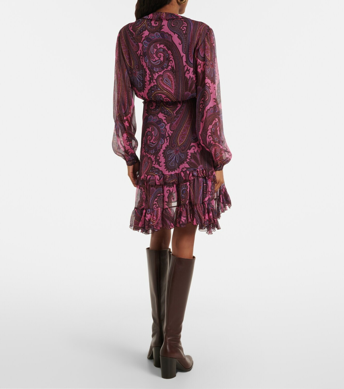Etro Paisley ruffled silk minidress
