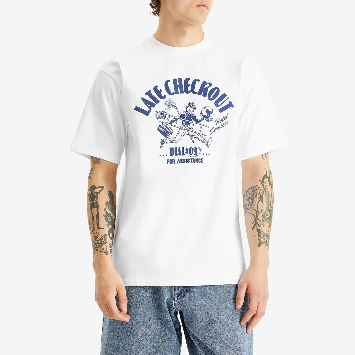 Late Checkout Men's Hotel Services T-Shirt in White