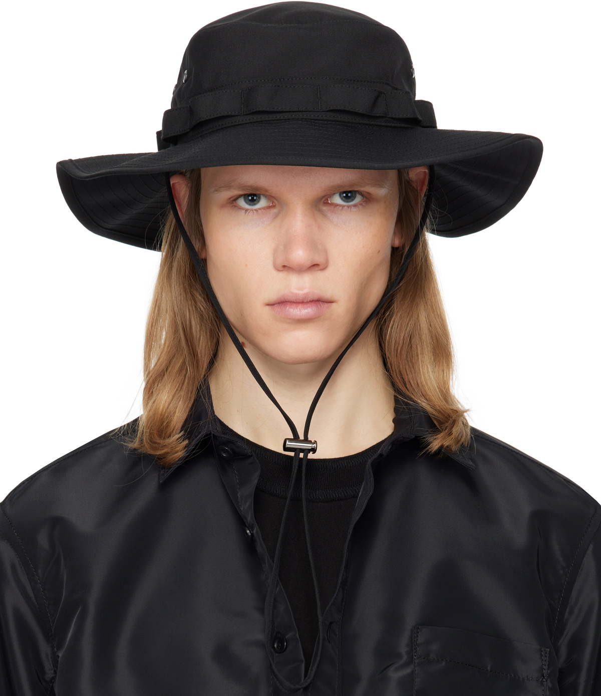 sacai Black Double Brim Bucket Hat Sacai