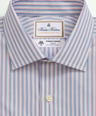 Brooks Brothers Men's X Thomas Mason Cotton Poplin English Collar, Stripe Dress Shirt | Blue/White
