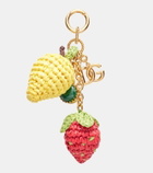 Dolce&Gabbana DG raffia-trimmed keychain