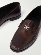 CELINE - Logo-Embellished Polished-Leather Penny Loafers - Brown