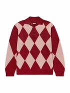 BODE - Argyle Metallic Jacquard-Knit Polo Shirt - Pink