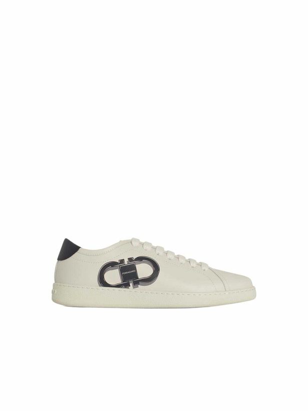 Photo: Ferragamo brandy White Leather Sneakers