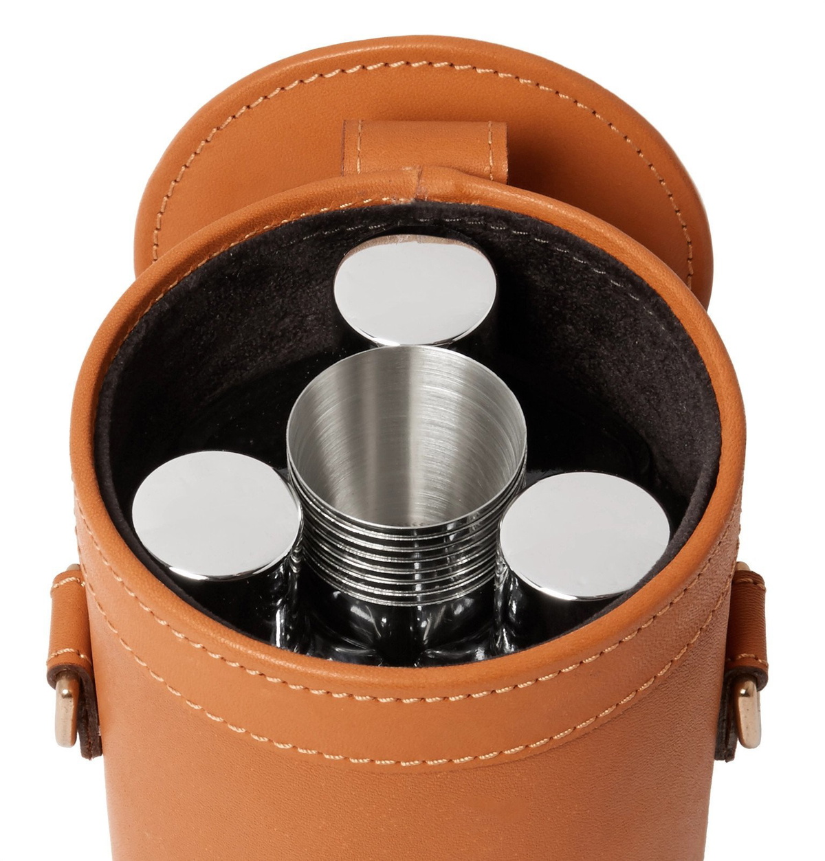 James Purdey & Sons - Leather and Glass Flask Set - Brown