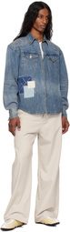Andersson Bell Blue Embroidery Patchwork Denim Shirt