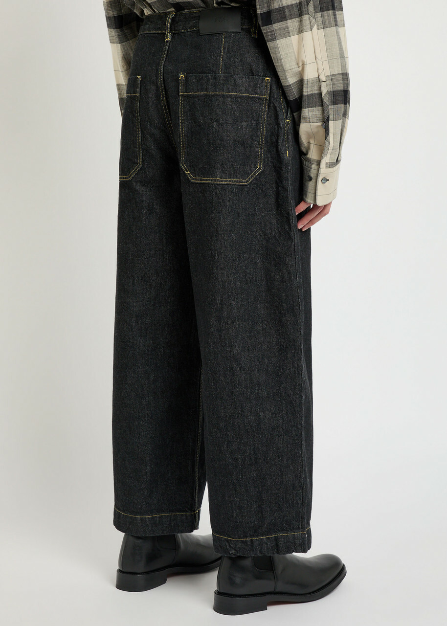 Studio Nicholson Single Pleat Wide-leg Jeans Black