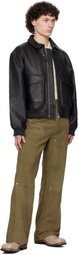 Deadwood Khaki Deetz Double Knee Leather Pants