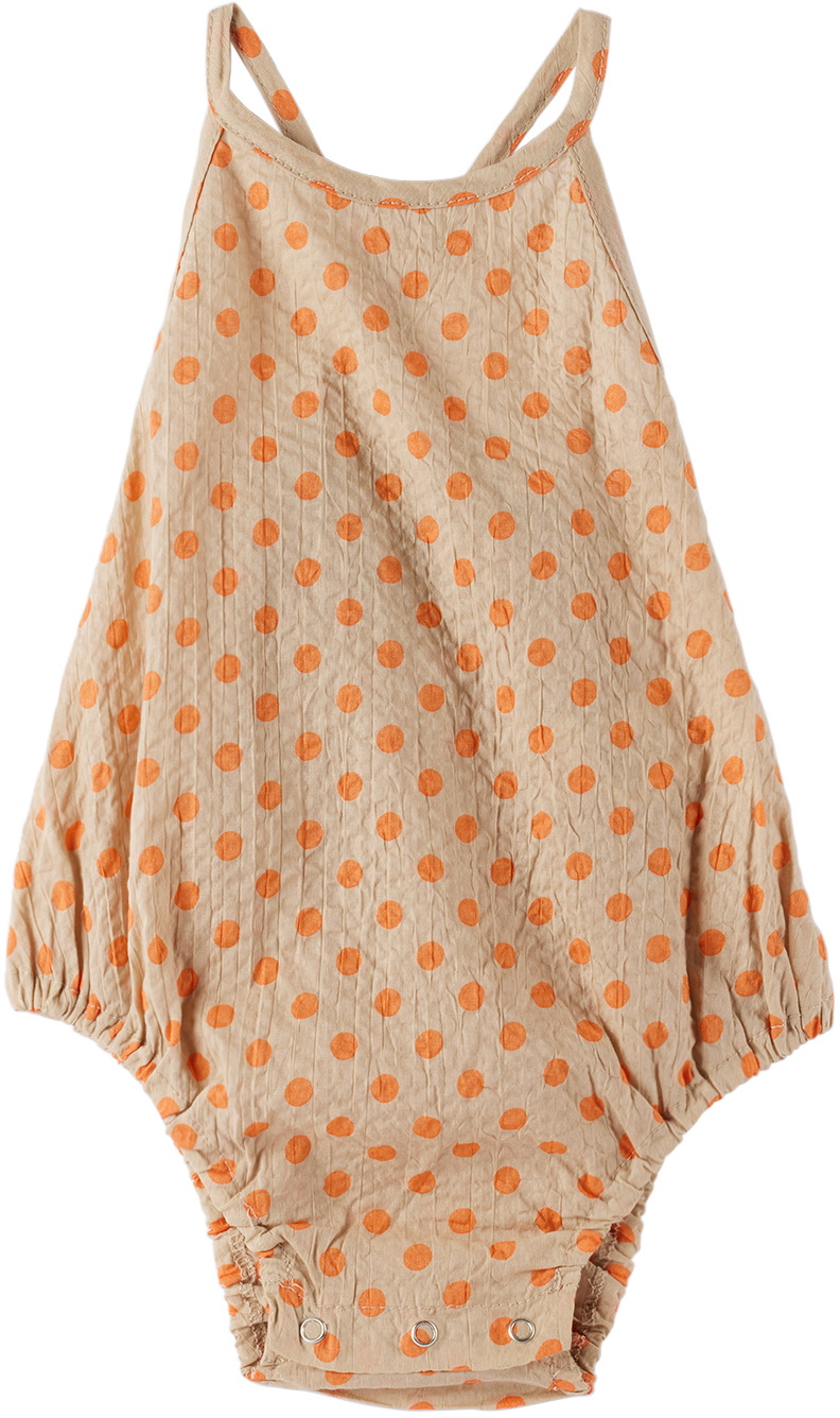 Caramel Baby Beige & Orange Lavendula Bodysuit & Bonnet Set