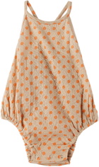 Caramel Baby Beige & Orange Lavendula Bodysuit & Bonnet Set