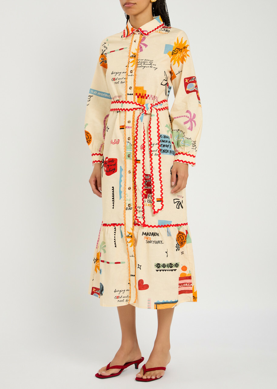 Never Fully Dressed Poema Cotton-blend Maxi Shirt Dress Cream