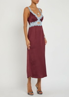 Never Fully Dressed Mimi Lace-trim Satin Midi Dress Burgundy