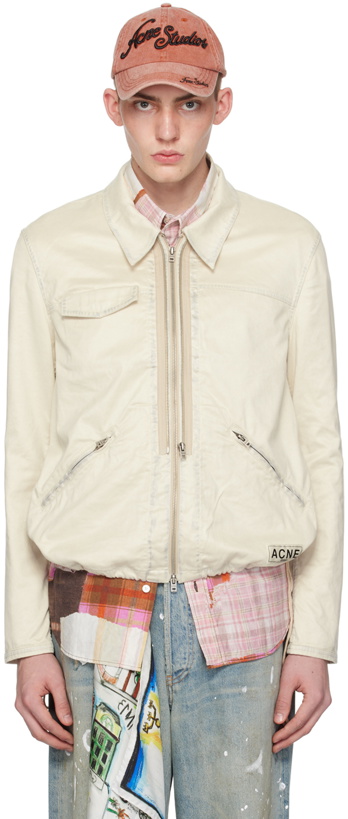 Photo: Acne Studios Off-White Zipper Faux-Leather Jacket