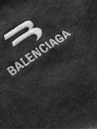 Balenciaga - Logo-Embroidered Cotton-Jersey Hoodie - Black
