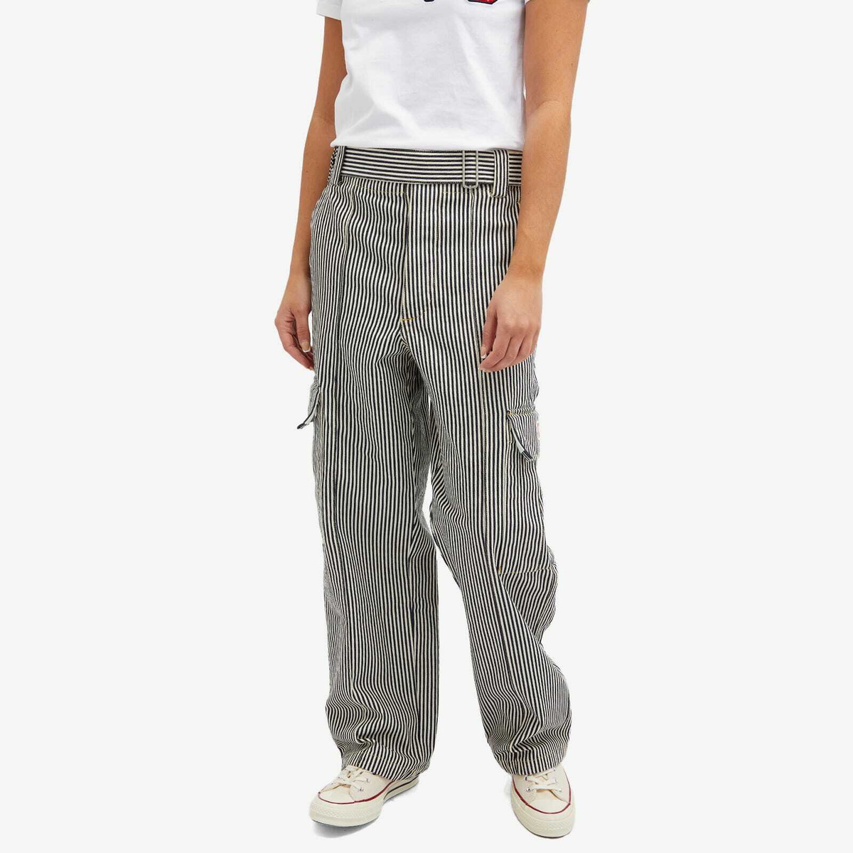 Kenzo Paris Women's Kenzo Striped Army Straight Jeans in Rinse