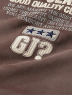 Guess USA - Distressed Logo-Embroidered Cotton-Jersey Sweatshirt - Brown