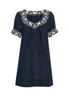 Rixo Cristina Floral-embroidered Linen-blend Mini Dress Navy