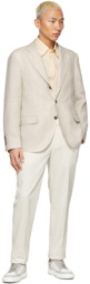 Brunello Cucinelli Beige Linen Herringbone Blazer