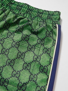 GUCCI - Webbing-Trimmed Monogrammed Tech-Jersey Drawstring Shorts - Green