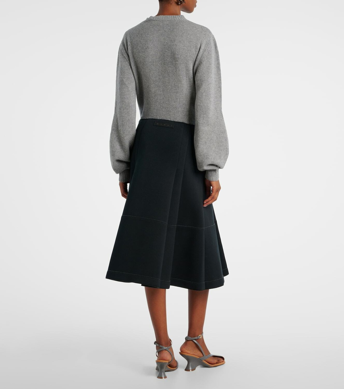 Marni Tiered cotton-blend midi skirt