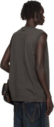 VETEMENTS Brown Oval Logo Jersey Tank Top