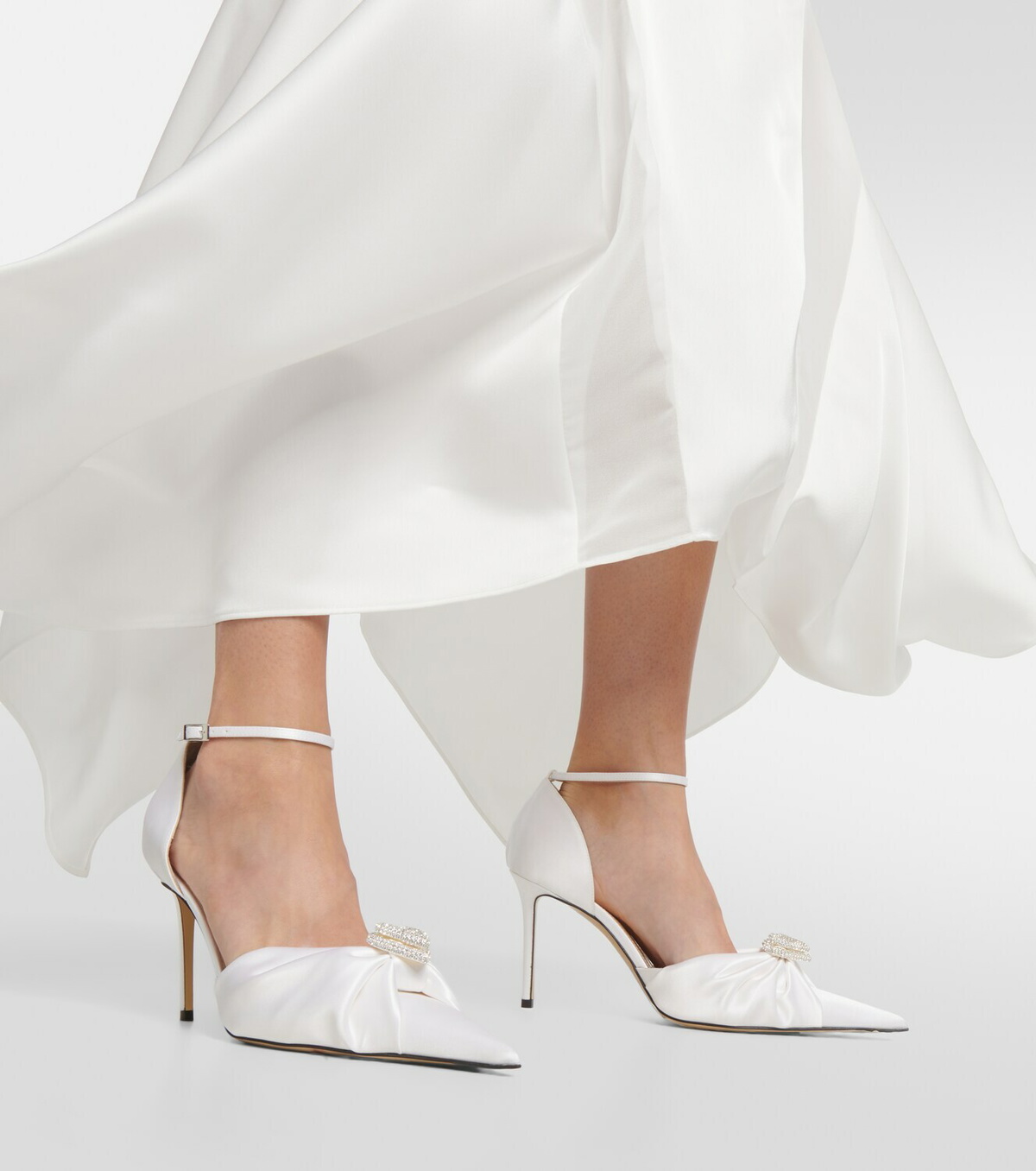 Mach & Mach Double Heart embellished satin pumps MACH & MACH