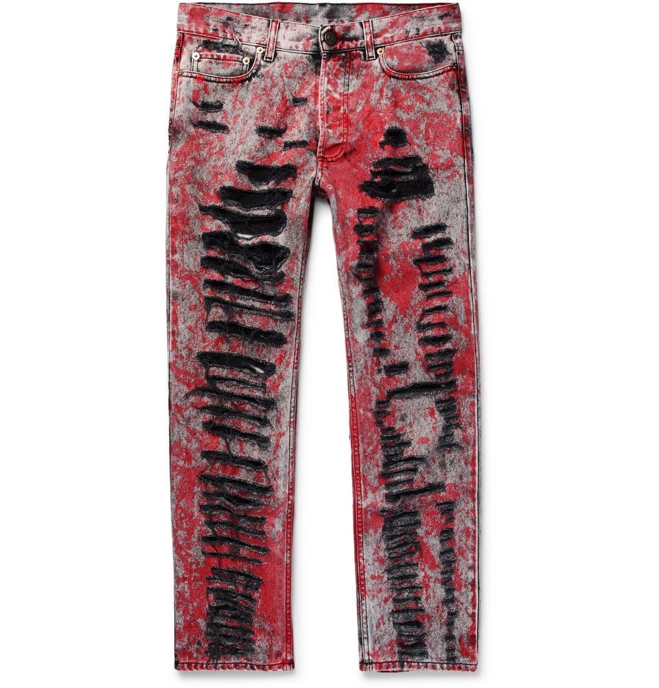 Red Snake Embroidery Gucci Style Skinny Jeans Ripped Patched FREE