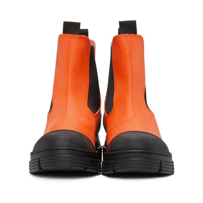 GANNI Orange Recycled Rubber City Boots