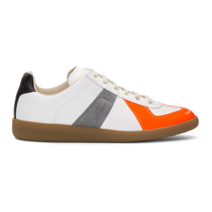 Photo: Maison Margiela White and Orange Replica Sneakers