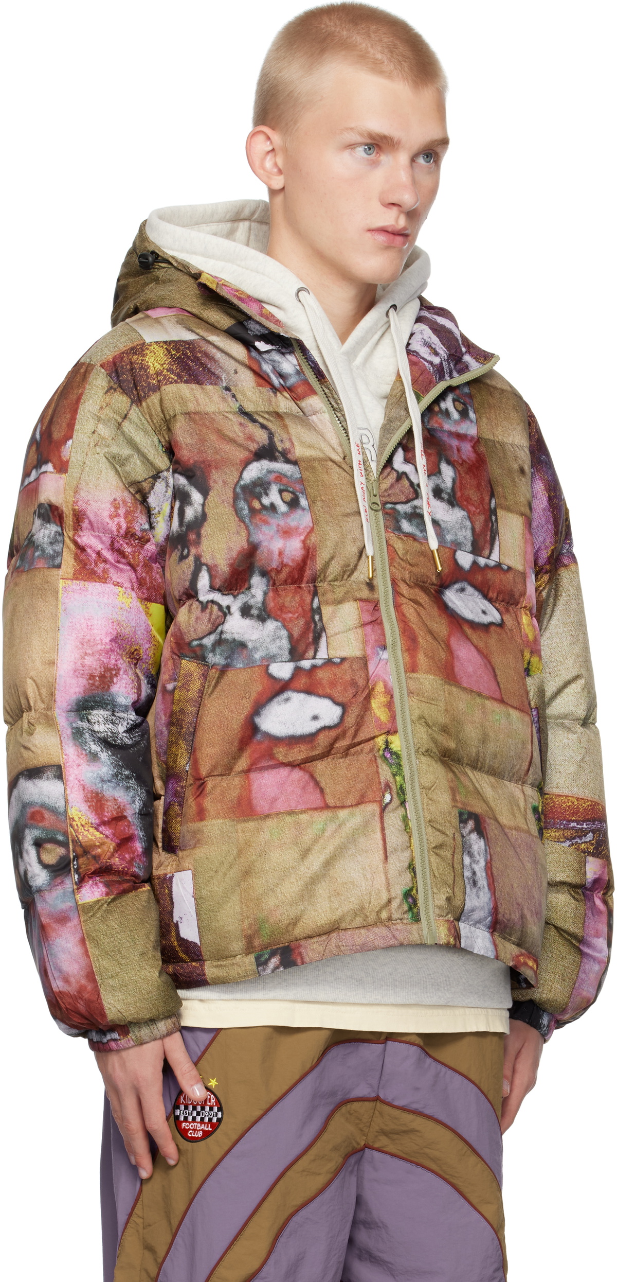 KidSuper Multicolor Faces Collage Printed Down Jacket