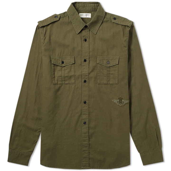 Photo: Saint Laurent Military Patch Overshirt