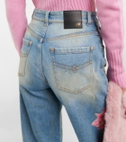 Blumarine - Floral embellished wide-leg jeans